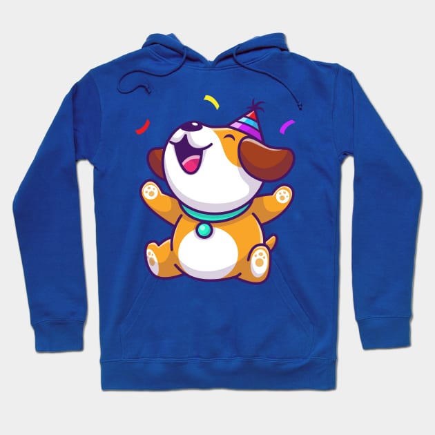 Cute Dog Birthday Party Cartoon Hoodie by Catalyst Labs